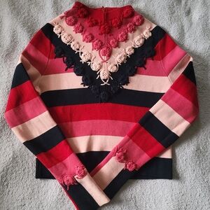 & Other Stories Pink and Navy Striped Sweater (XS)